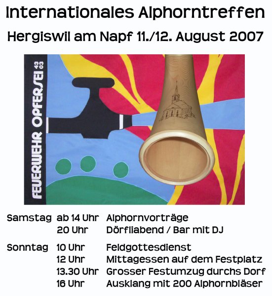 Werbung f�r das 1. Alphorntreffen in Hergiswil bei Willisau